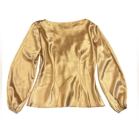 VTG 80s Romantic Ruffle Satin V-Neck Blouse Glam Castle Victorian Chic USA Small - Picture 8 of 13